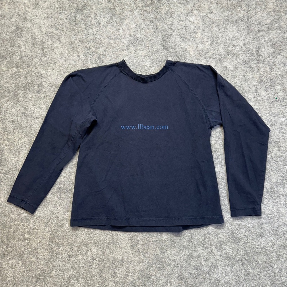 Vintage 90s Y2K L.L. Bean Web Address Promo Long Sleeve Shirt Navy Blue Small